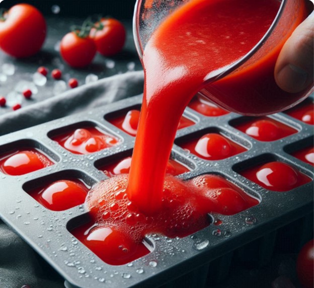 freezing tomatoes in ice cube