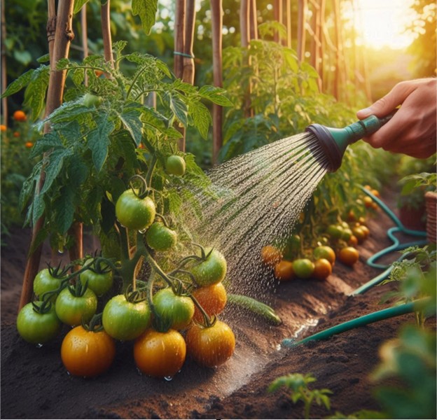 watering-plants-with-hose-pipe