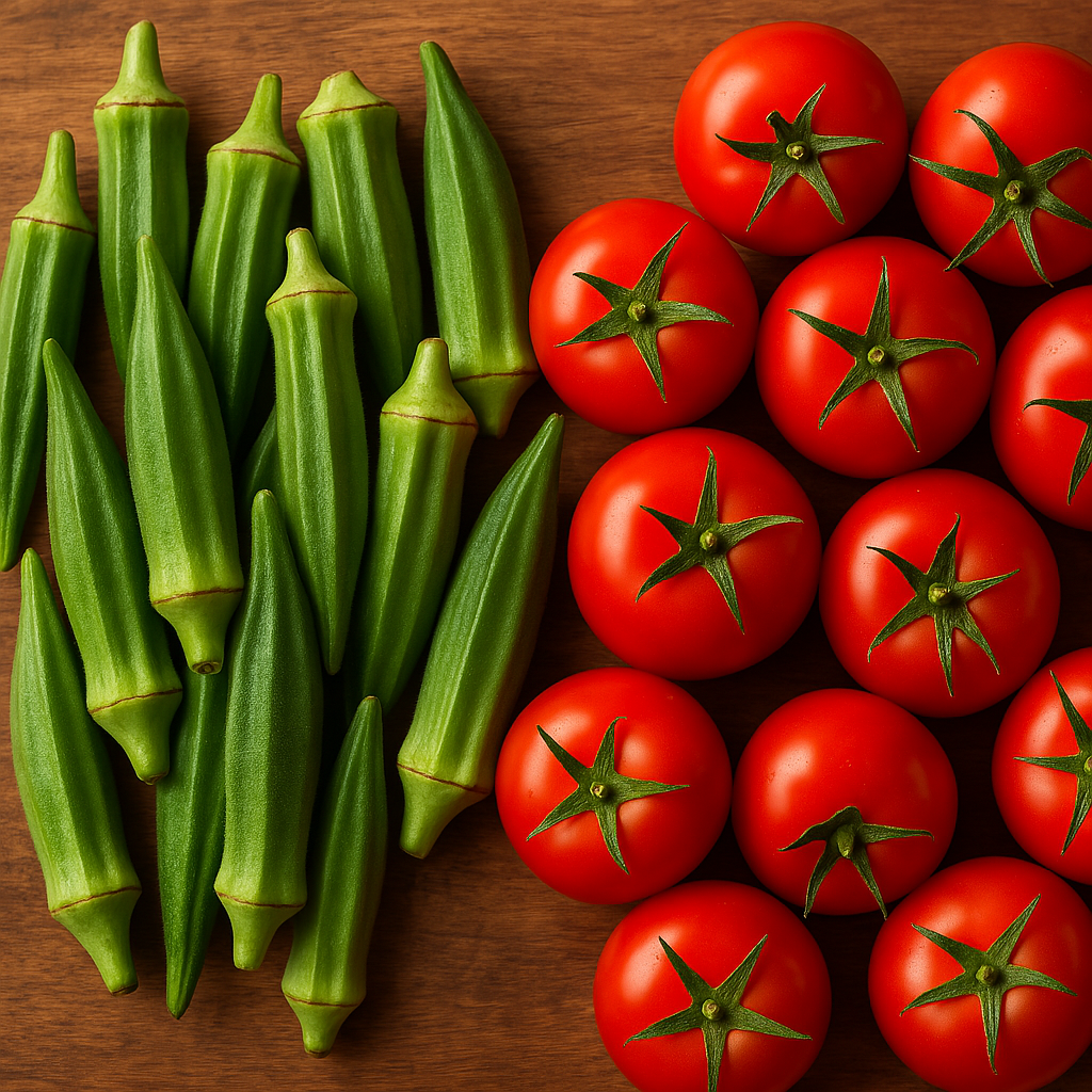 okra and tomatoes