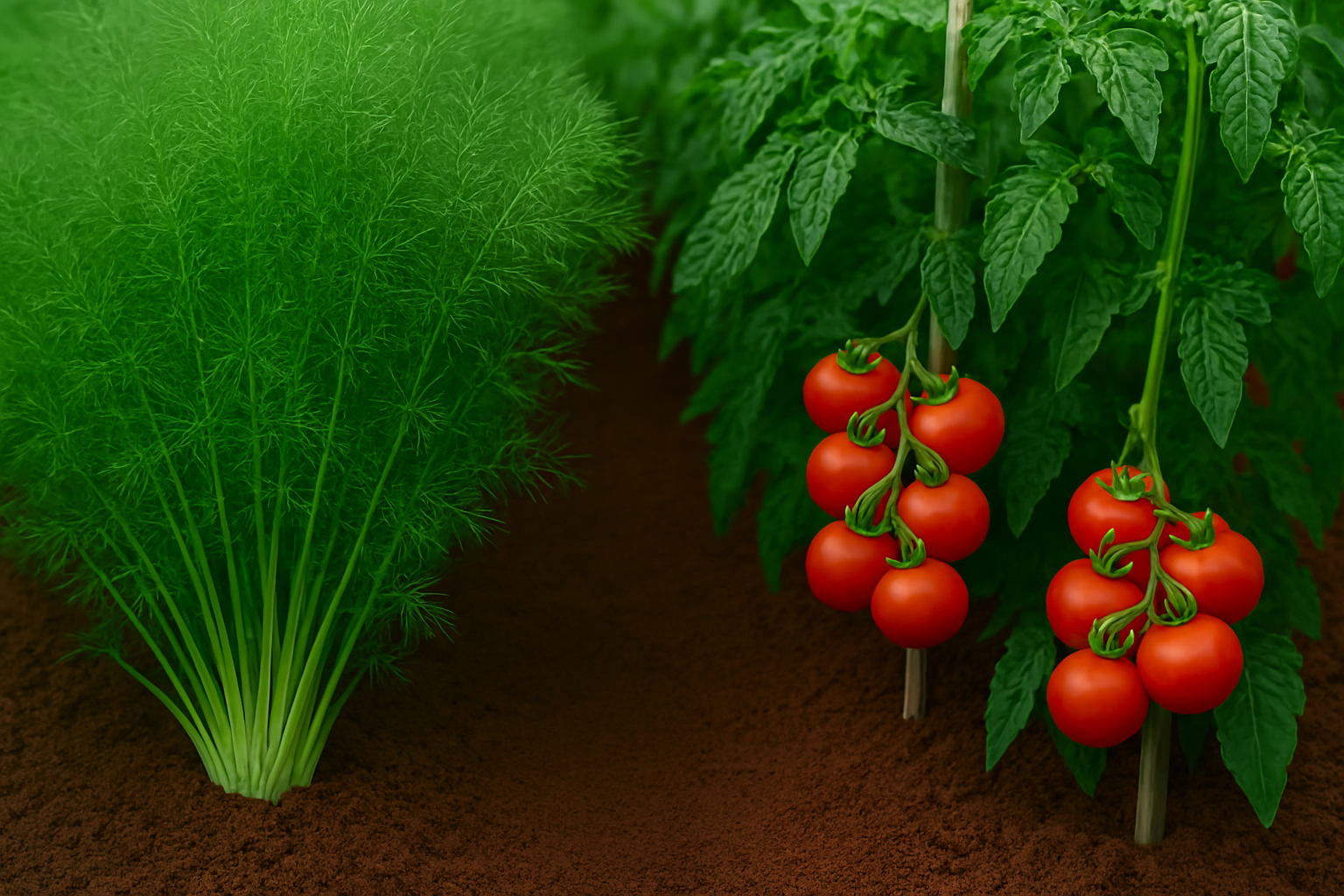 Dill-plants-growing-with-tomatoes