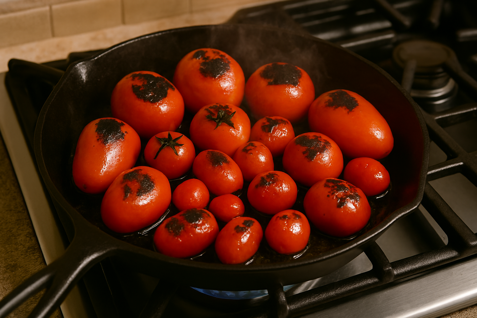 roasting-tomatoes-on-stove