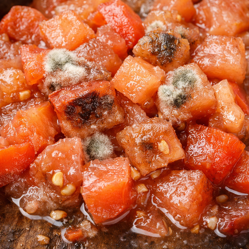 Spoilage signs in tomatoes